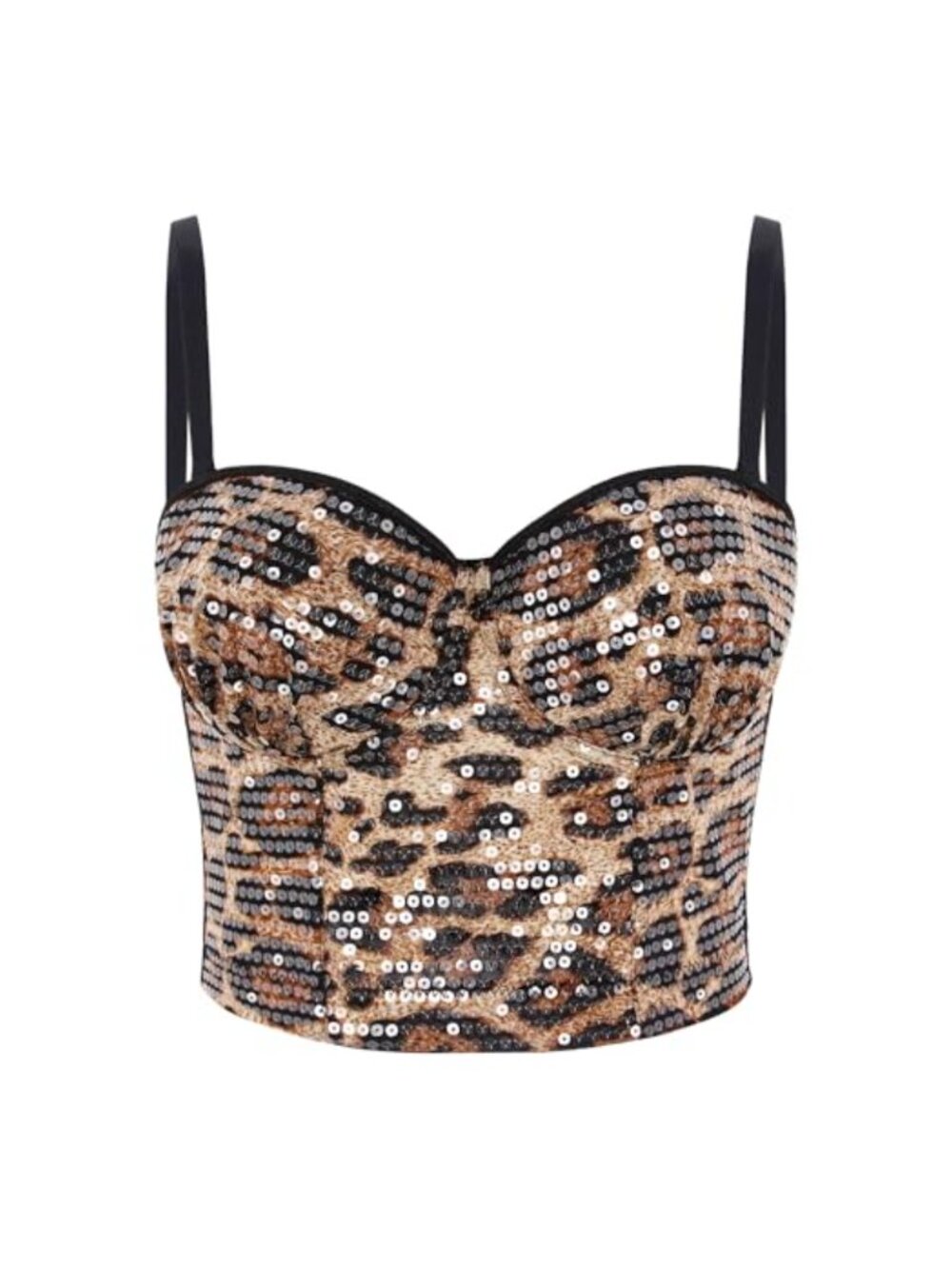 Sequin Crop Top Push Up Corset Bustier Spaghetti Strap Cami Party Clubwear